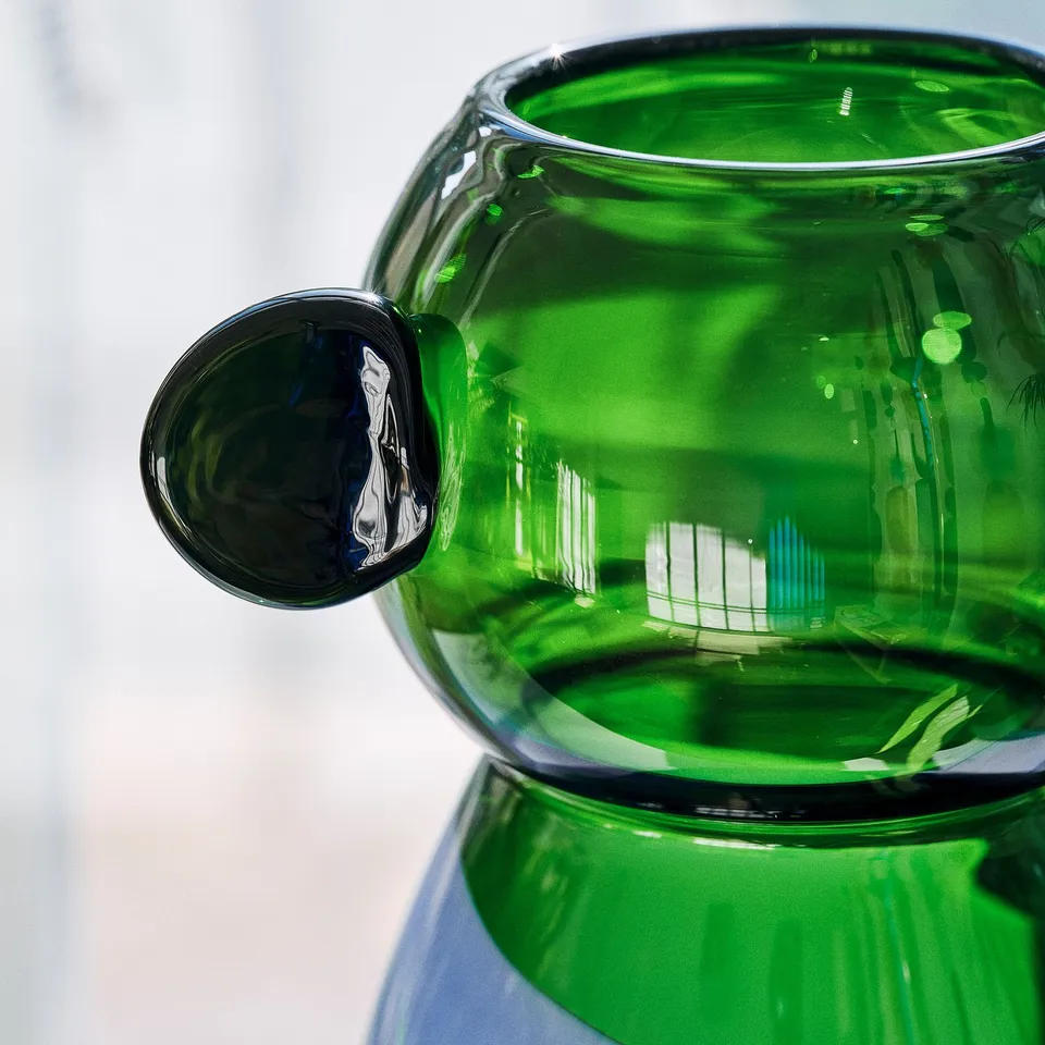 IKEA PS 2026 Vase, glass/blue/green, 38 cm