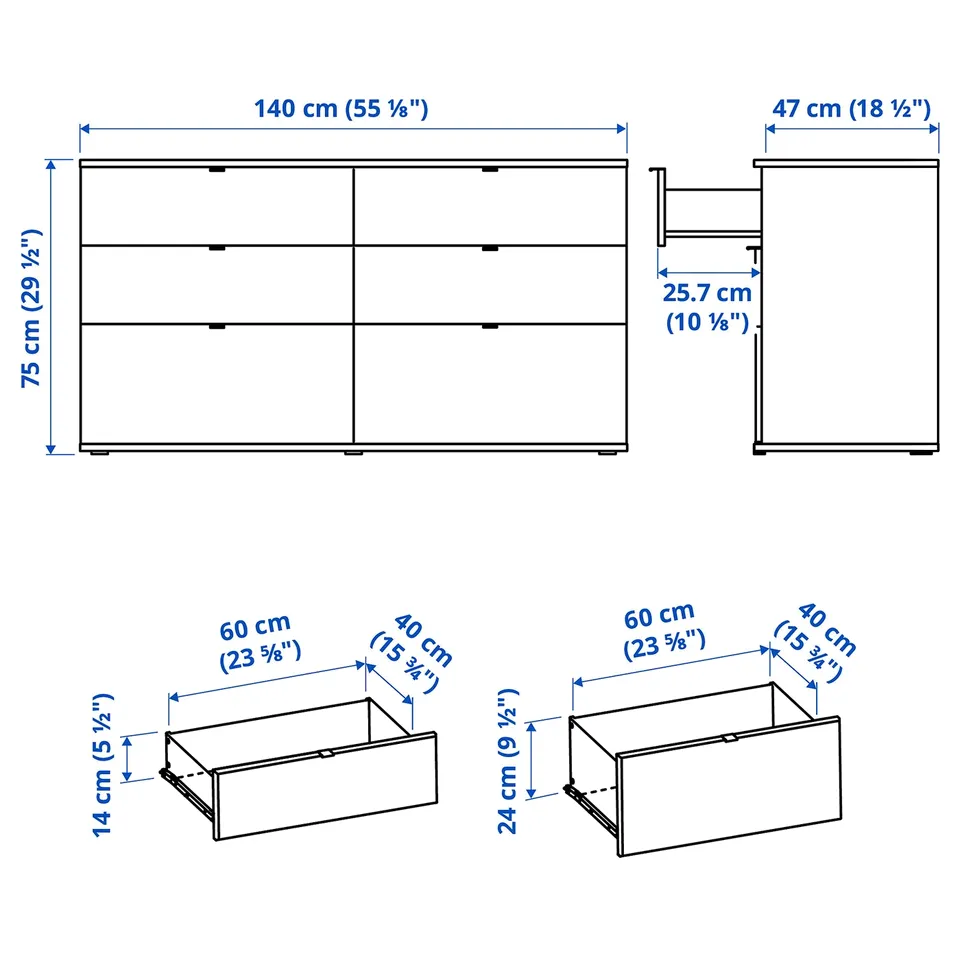 Illustration with measurements for the product: VIHALS.
