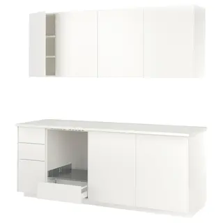 METOD kitchen, white/Veddinge white, 230x60x227 cm