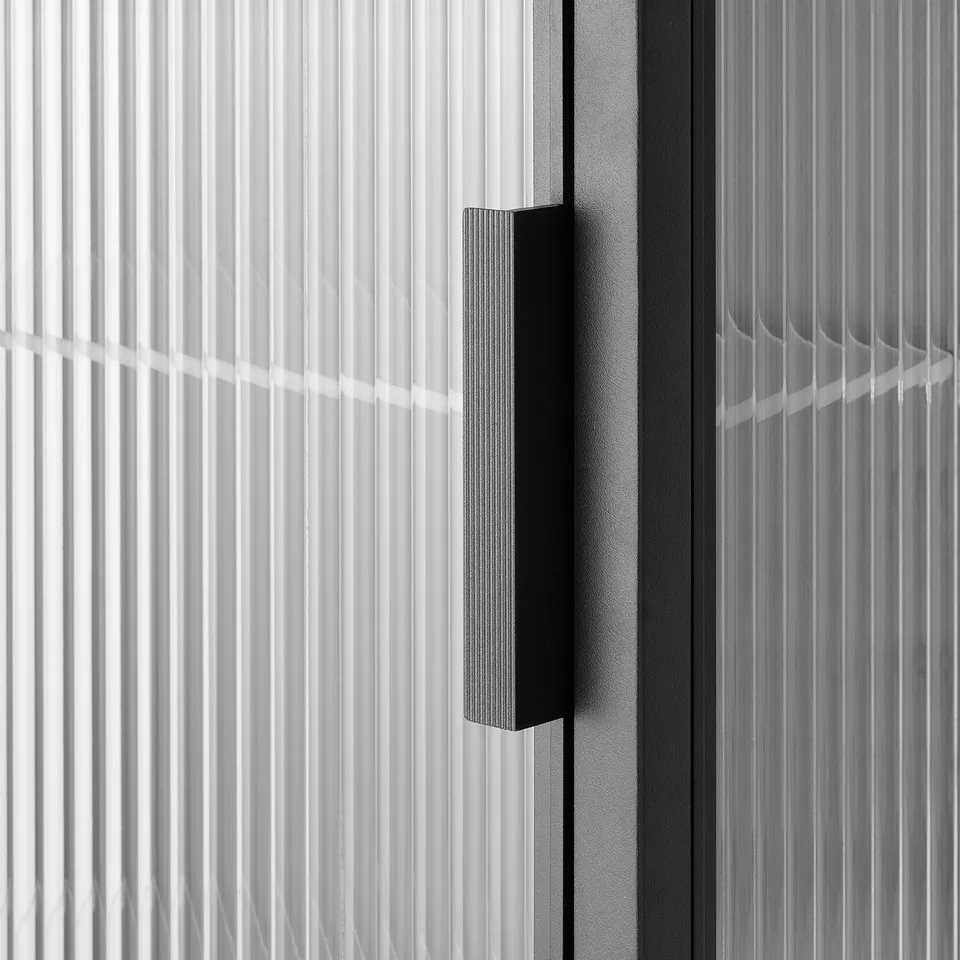 MOSSJÖN Wall cabinet with glass door, anthracite, 36x18x44 cm