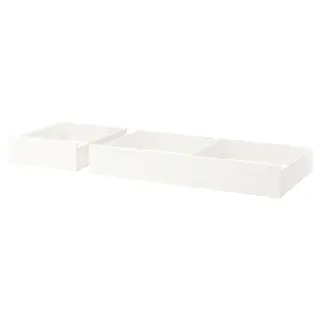 SONGESAND bed storage box, set of 2, white, Width 199 x Depth 67 x Height 23 cm