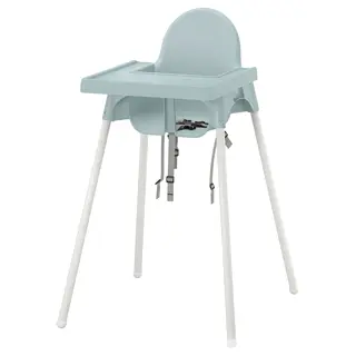 ANTILOP highchair with tray, grey-blue/white, Width 56 x Depth 60 x Height 90 cm