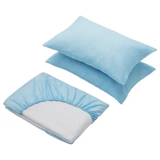 RINGMUSSLA sheet set, blue/geometric