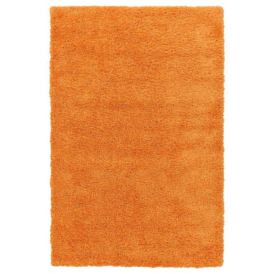 ÄRENDE rug, orange, thick and shaggy, rectangular, soft texture, stain resistant.
