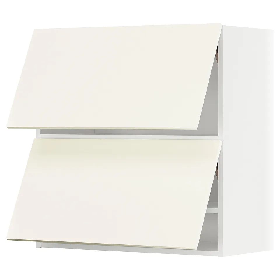 White METOD kitchen cabinet set, sleek modern design, includes wall and base units.
