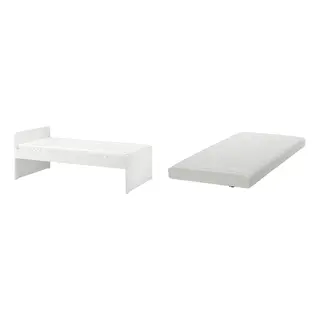 SLÄKT/ÅFJÄLL set: bed frame with slatted bed base + foam mattress