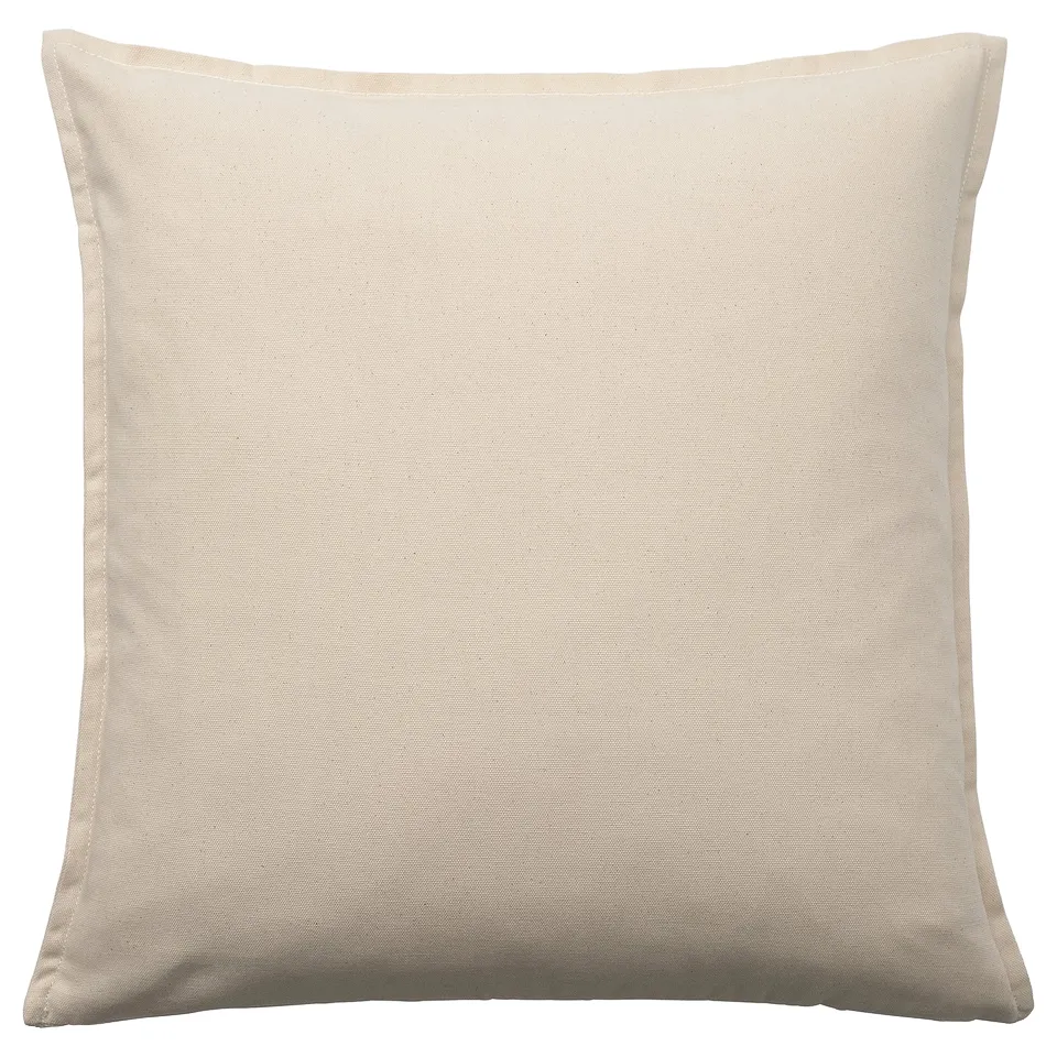 GURLI cushion, beige, square, plain, unbleached cotton.