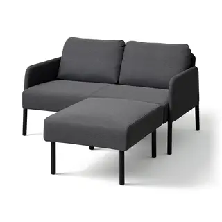 GLOSTAD 2-seat sofa with chaise longue, Knisa dark grey, Depth 78 x Width 121 cm