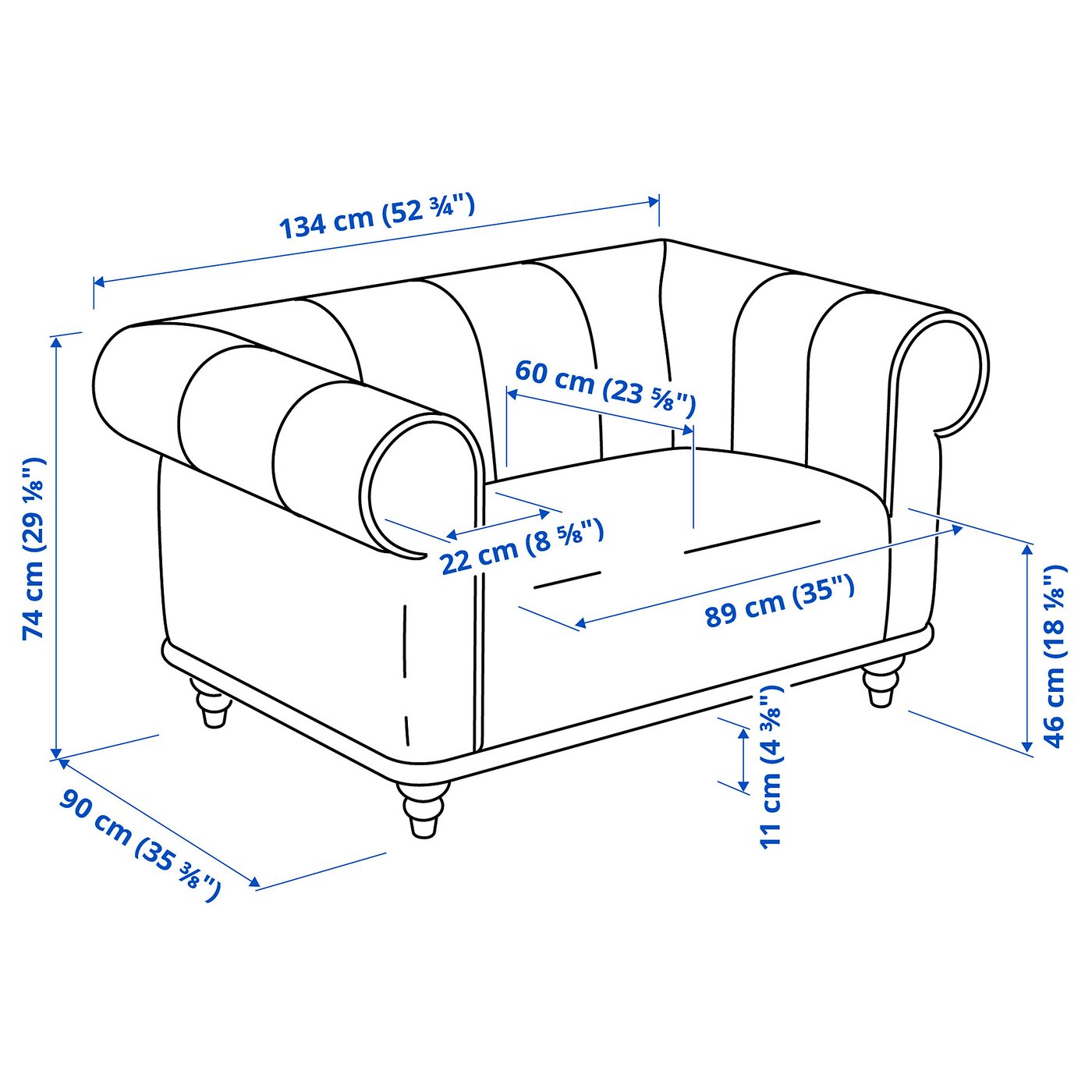 Illustration with measurements for the product: VISKAFORS.