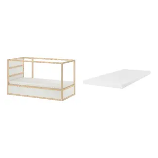 KURA/ÅRBERGET set: reversible bed + natural latex mattress