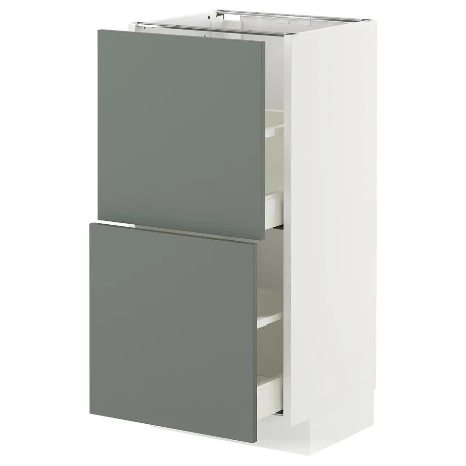 Ikea METOD kitchen unit, grey-green, white, 2 drawers.