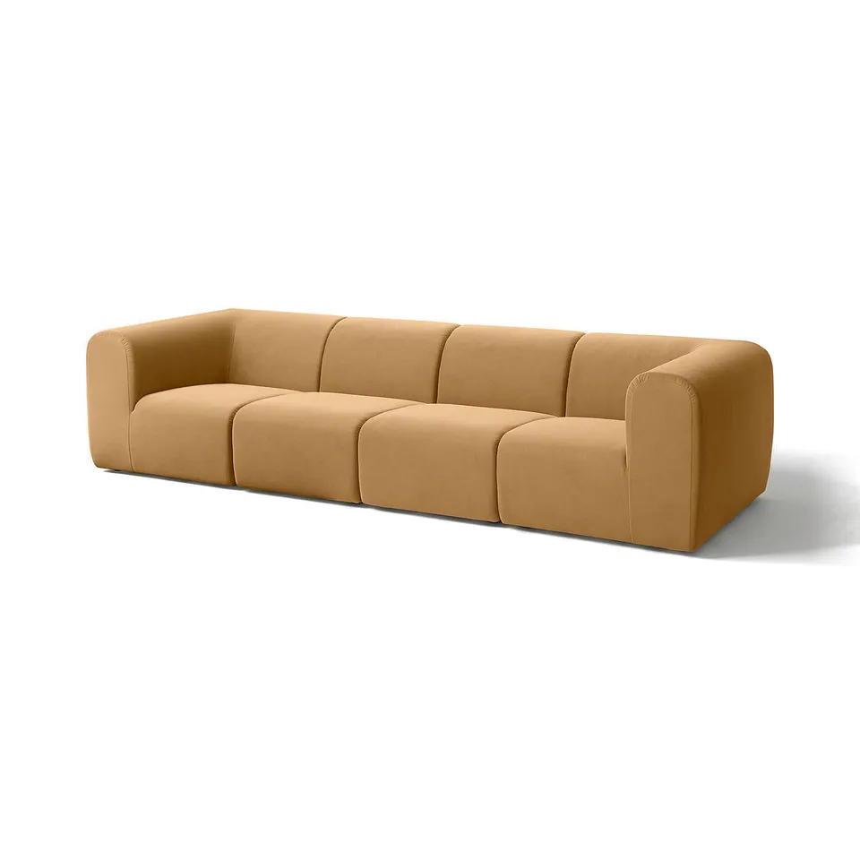 Beige STOCKHOLM 2025 sofa: modern, soft, with rounded edges, in velvet fabric.