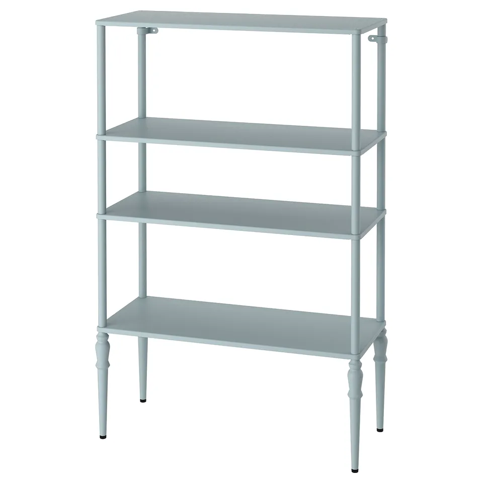 SÅGMÄSTARE shelf - white, 4-tier, metal, adjustable feet