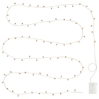STRÅLA LED lighting chain, bell-shaped battery-operated/brass-colour, 4.5 m