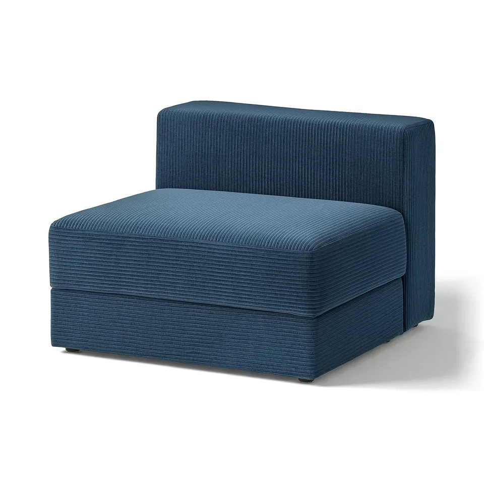 JÄTTEBO chair, blue, textured corduroy, l-shape, modern design.