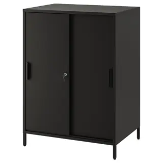 TROTTEN cabinet with sliding doors, anthracite, 80x55x110 cm