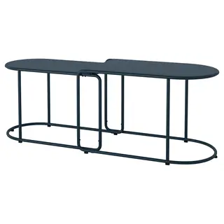 GRYTSHOLM nest of tables, set of 2, outdoor/black-blue