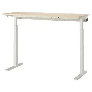 MITTZON desk sit/stand, electric birch veneer/white, 160x60 cm