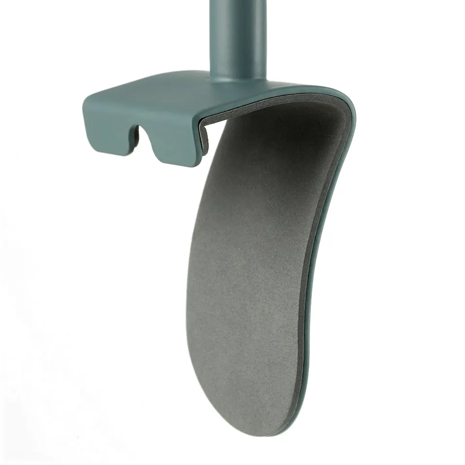 Adjustable ring lamp with padded hanger, white background.