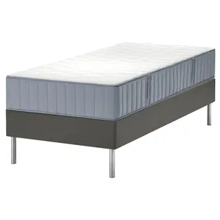 LYNGÖR divan bed, Vågstranda extra firm/light blue dark grey, 90x200 cm
