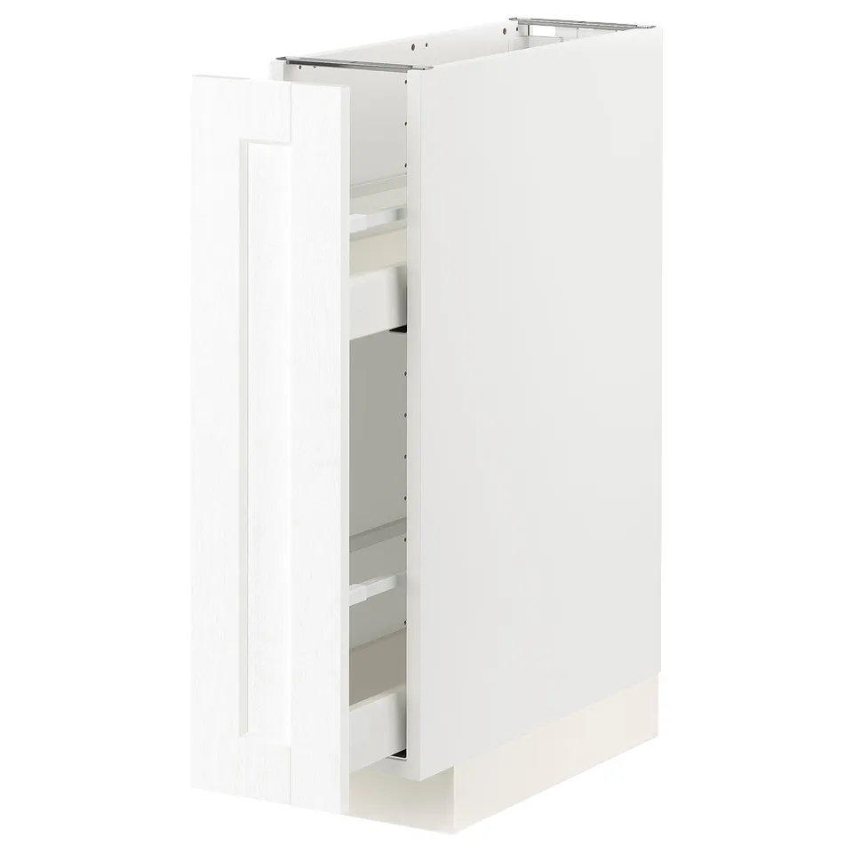 METOD white kitchen cabinet, square, sleek design with multiple shelves.