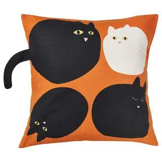 MÄVINN cushion cover, cat pattern orange, 50x50 cm