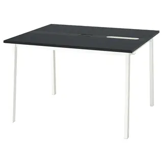 MITTZON conference table, black stained ash veneer/black white, 120x108x75 cm