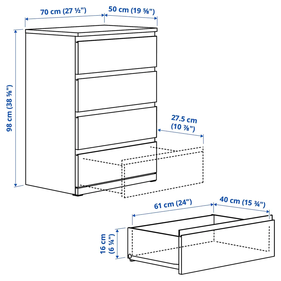 part: STORKLINTA chest of 4 drawers