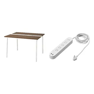 KOPPLA/MITTZON set: conference table + 4-way socket with 2 USB ports