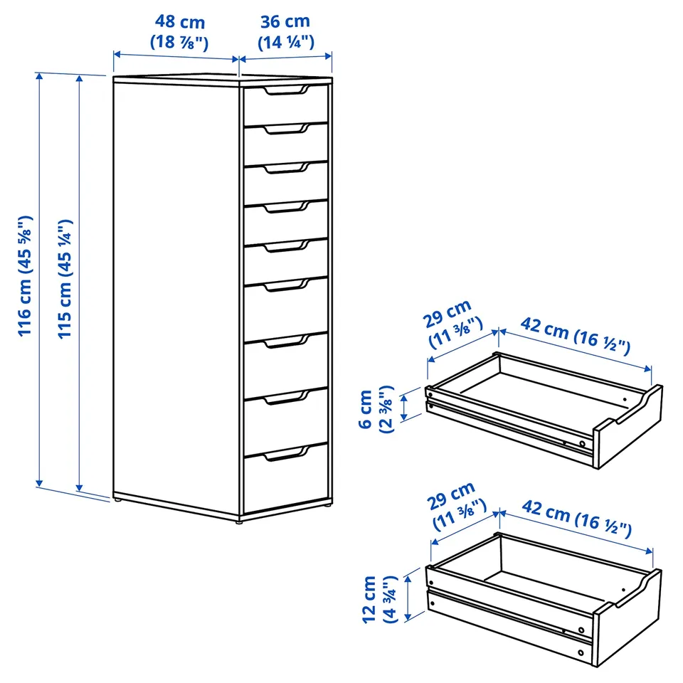 part: ALEX drawer unit with 9 drawers