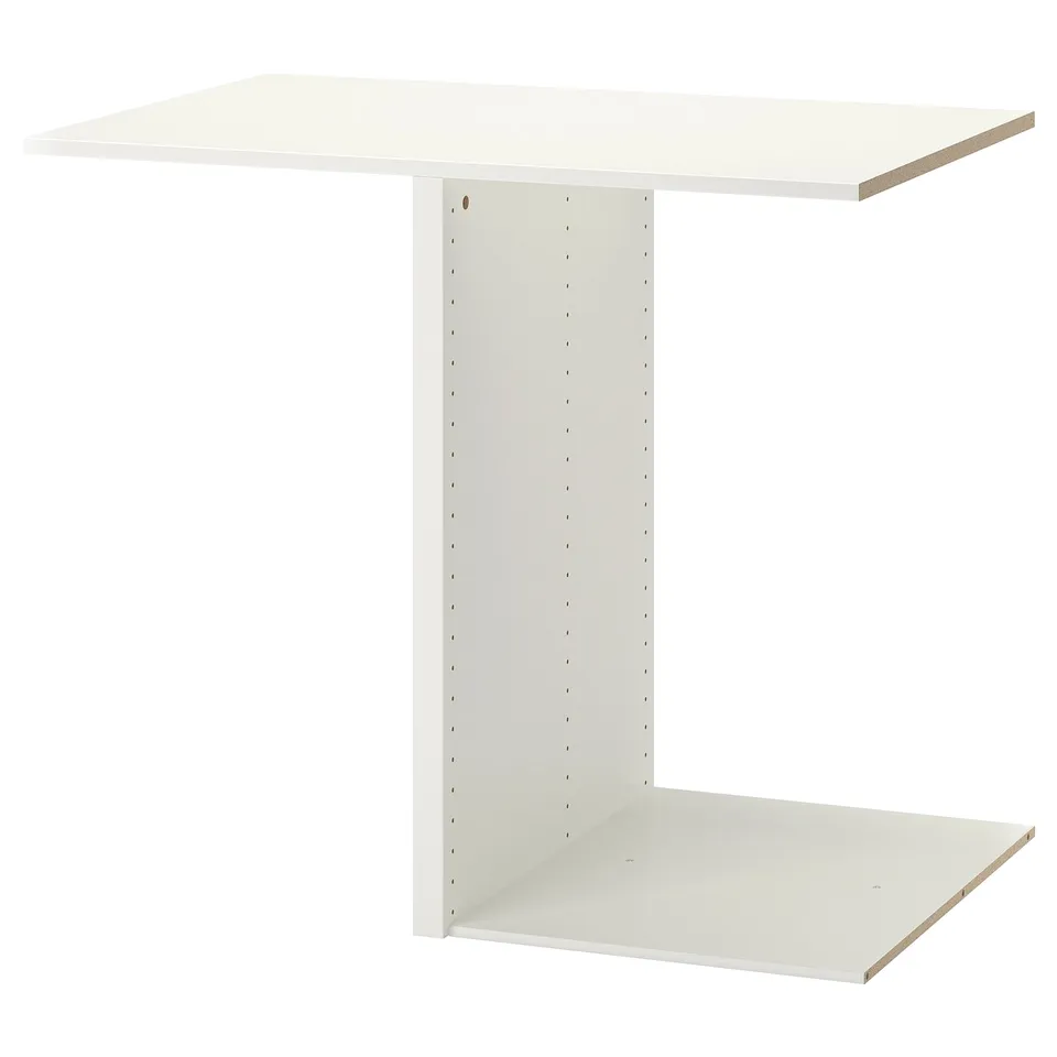 An IKEA KOMPLEMENT white wardrobe partition with a rectangular shape and slim design, used for organising wardrobe space.