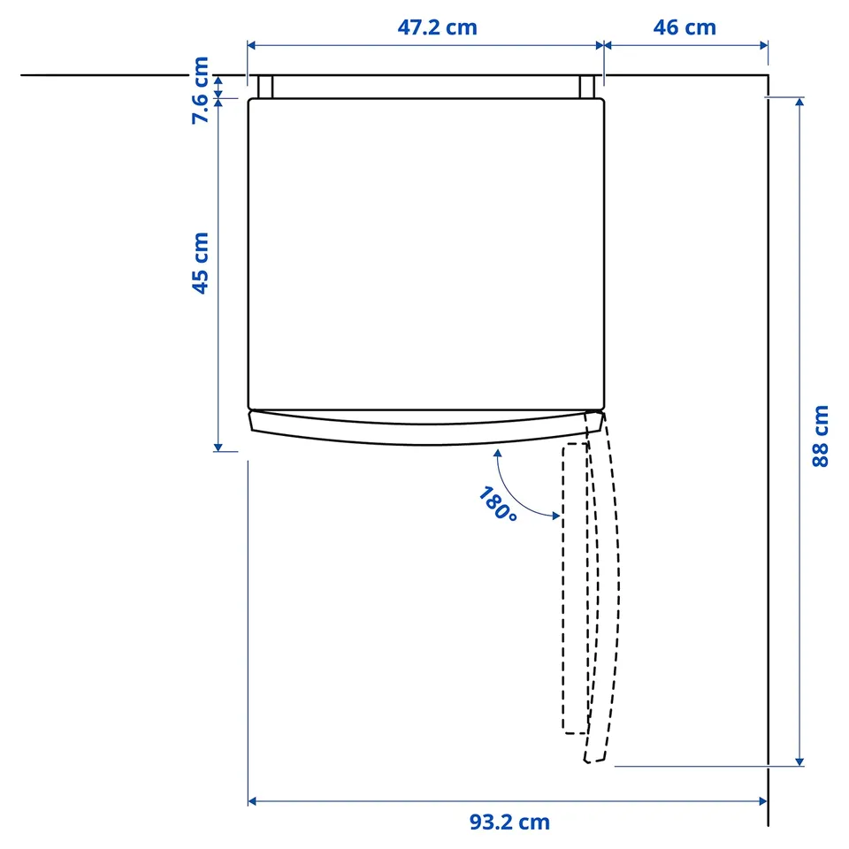 Illustration with measurements for the product: TILLREDA.