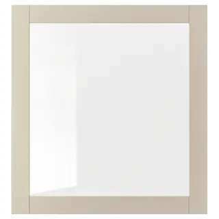 SINDVIK glass door, light grey-beige/clear glass, Width 59.6 x Height 63.7 cm