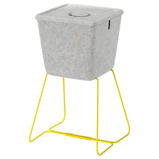 BRÄNNBOLL basket, grey/yellow, 30x33x30 cm