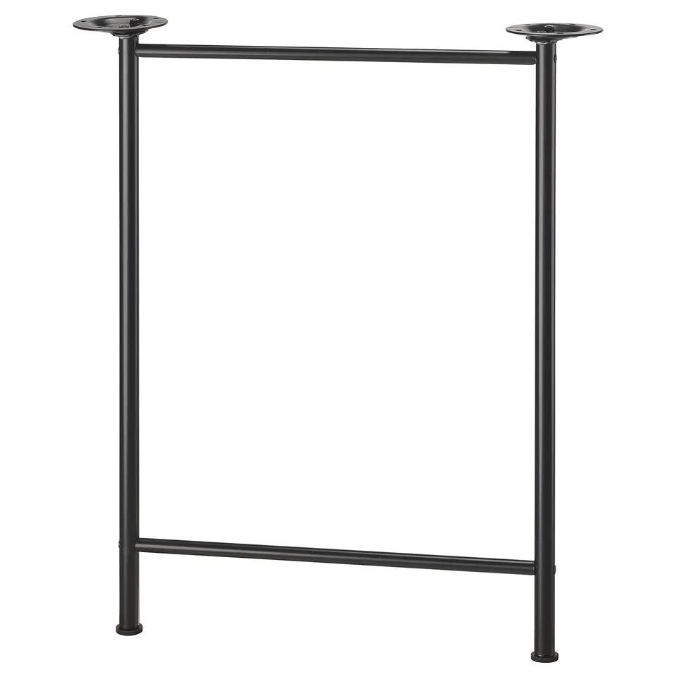 Black SPÄND table legs. These black metal legs are adjustable and feature a modern design.