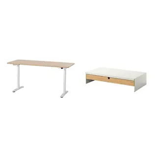 BOLLSIDAN/ELLOVEN set: desk sit/stand + monitor stand with drawer