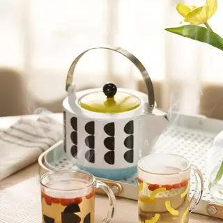 teapot x1 + mug x2(yellow/black) set: teapot + mug