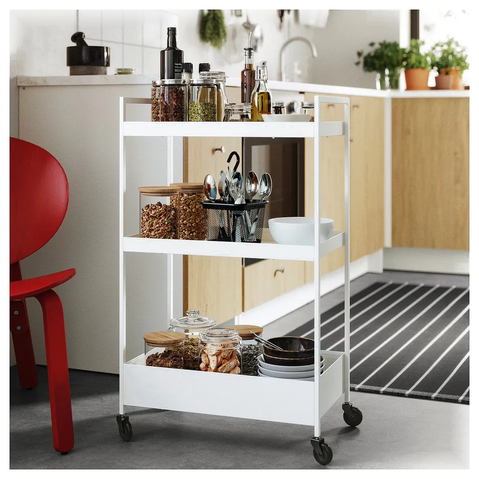 NISSAFORS Trolley, white, 50.5x30x83 cm
