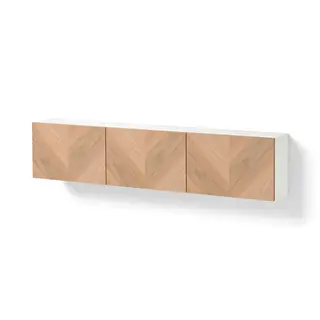BESTÅ wall-mounted cabinet combination, white/Hedeviken oak veneer, 180x22x38 cm