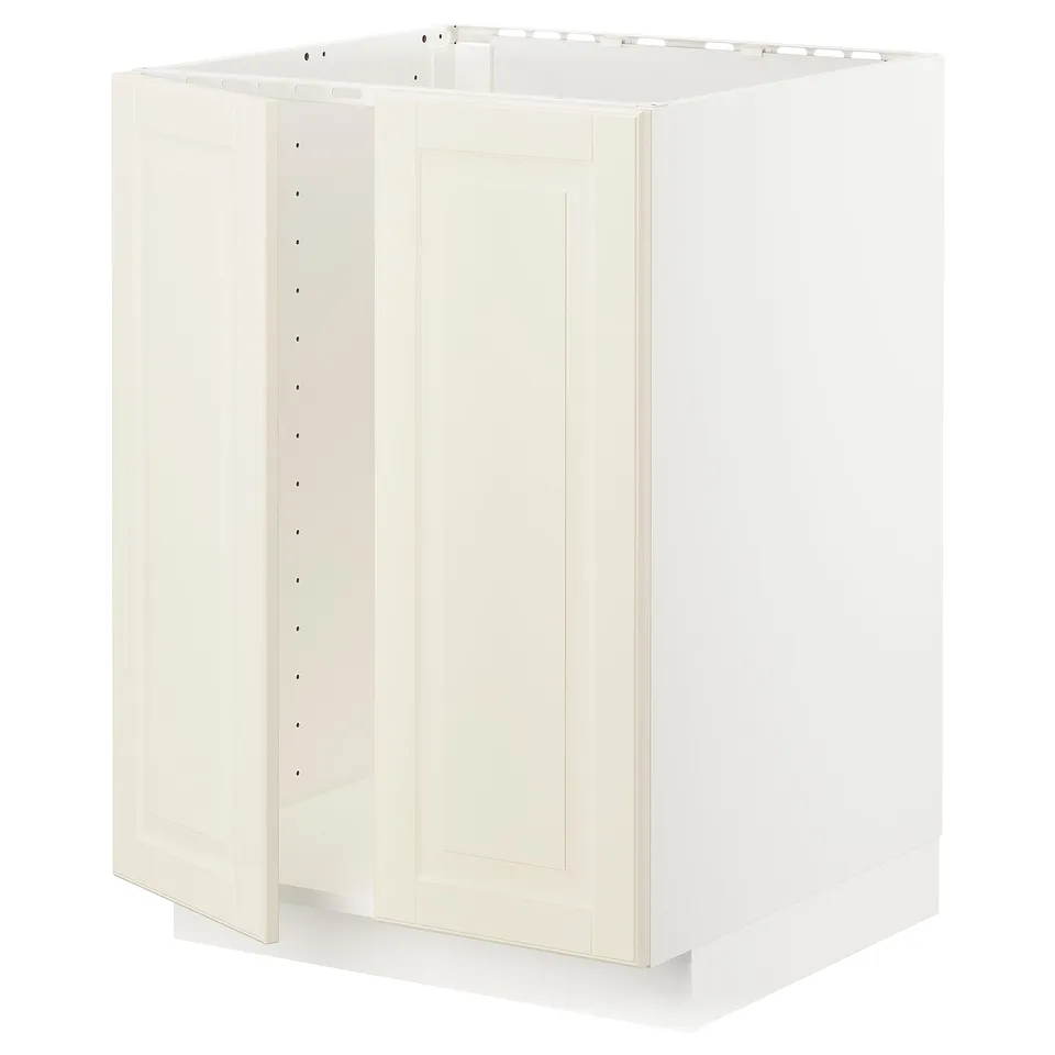 METOD kitchen unit in off-white with bevelled edges, rectangular shape, and sturdy frame.