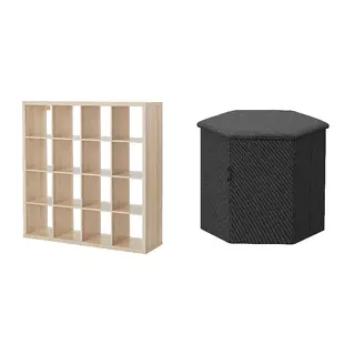 KALLAX/KJUGE set: shelving unit + pouffe with storage