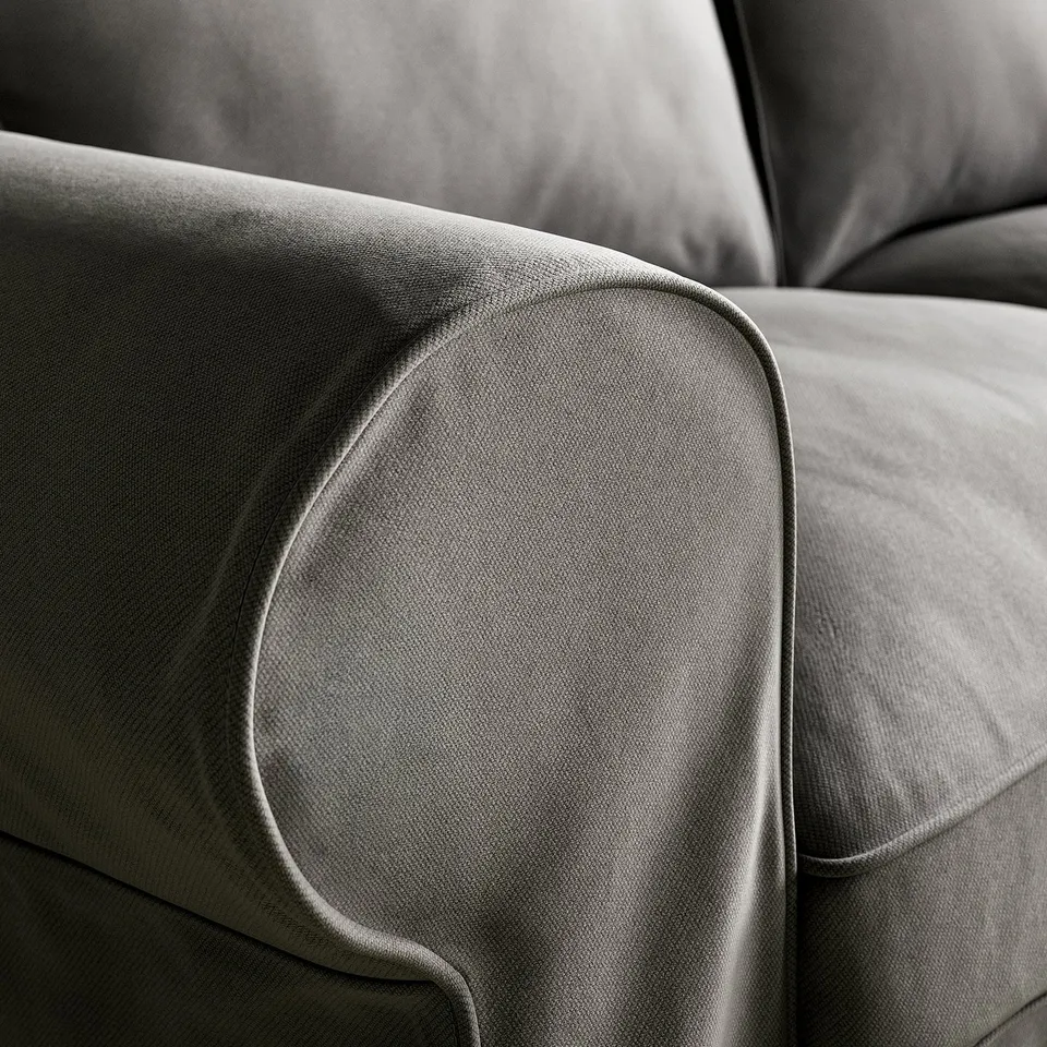 EKTORP Armchair and footstool, Hakebo dark grey