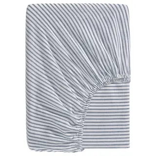 SOLFIBBLA fitted sheet, white blue/stripe, 90x200 cm