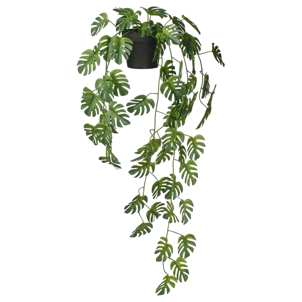 FEJKA hanging plant, green, realistic leaves, recycled