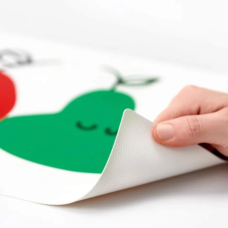 Peeling smiley place mat from GRÖNFINK collection; protects tables, educates kids.