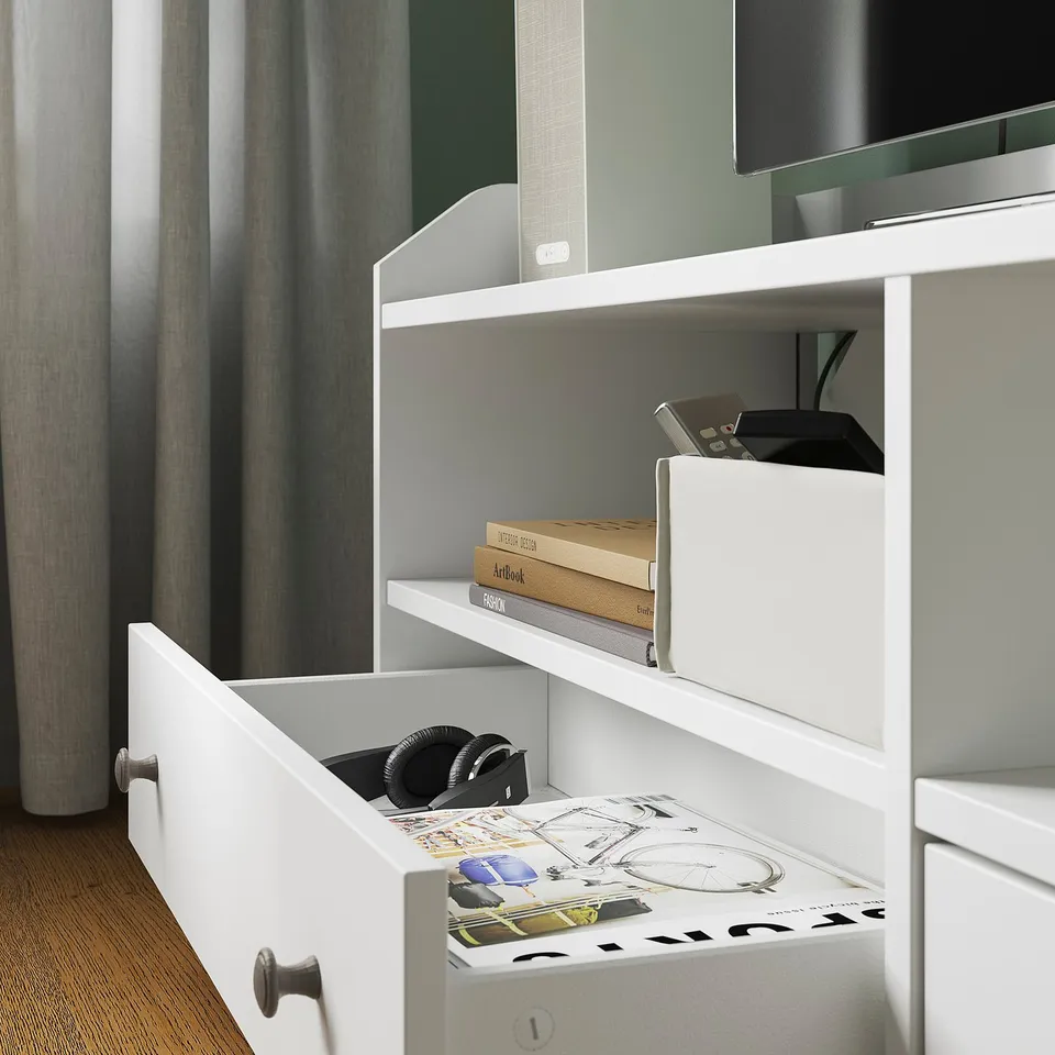 HAUGA TV/storage combination, white, 276x46x199 cm