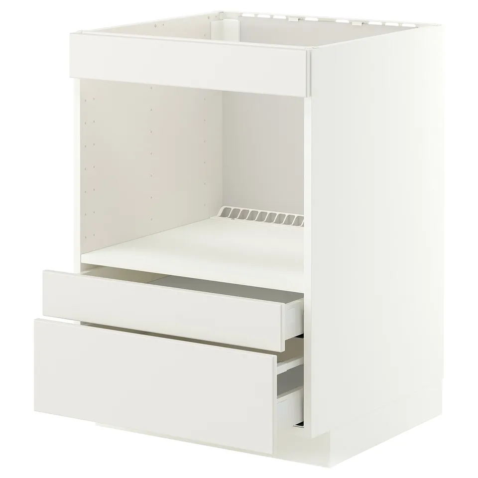METOD / MAXIMERA Base cabinet f built-in appliances, white/Veddinge white, 60x60x80 cm