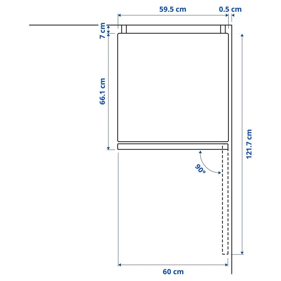 Illustration with measurements for the product: VINDÅS.