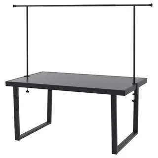 VÄRMANSÖ / HELGEÖ table with decorating rod, outdoor dark grey/black, 161 cm