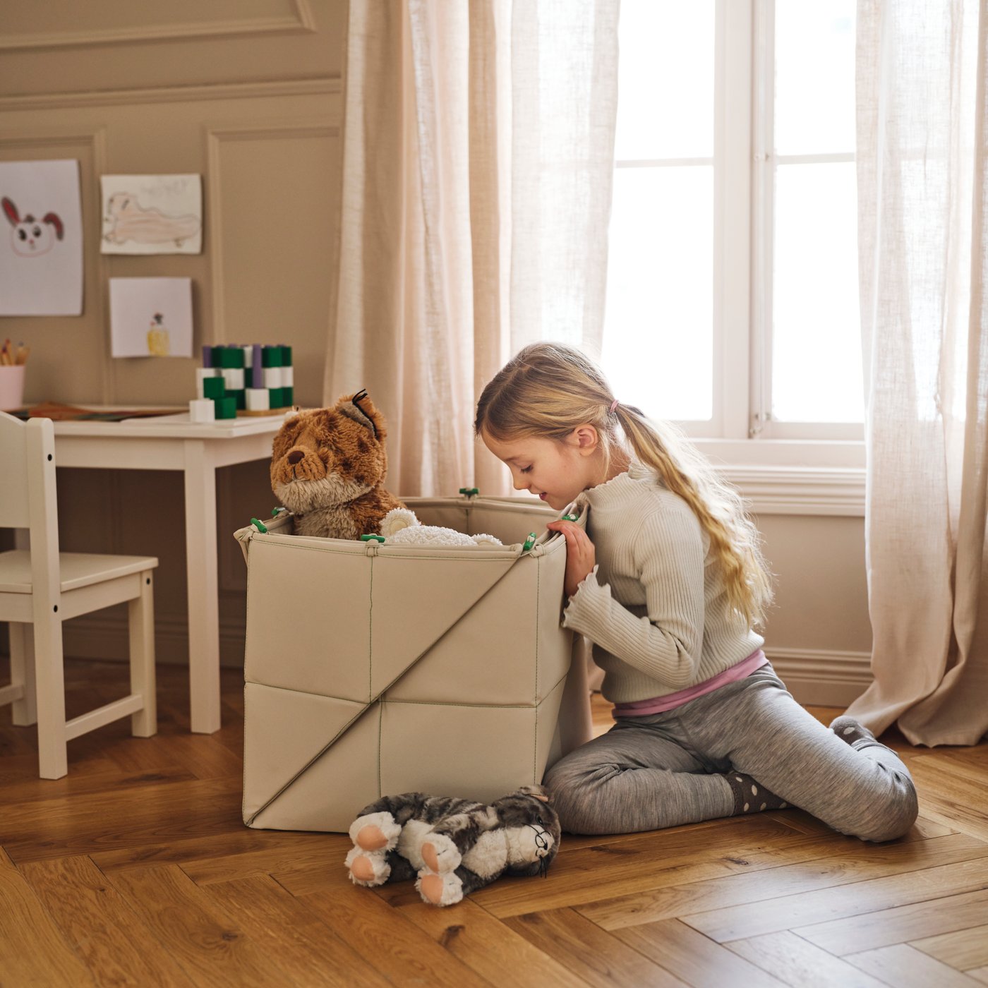 GREJSIMOJS Mat/storage box, foldable/beige